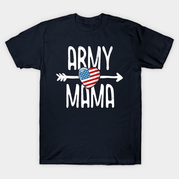 Army Mama T-Shirt Women American Flag USA Veteran Mom T-Shirt by 14thFloorApparel